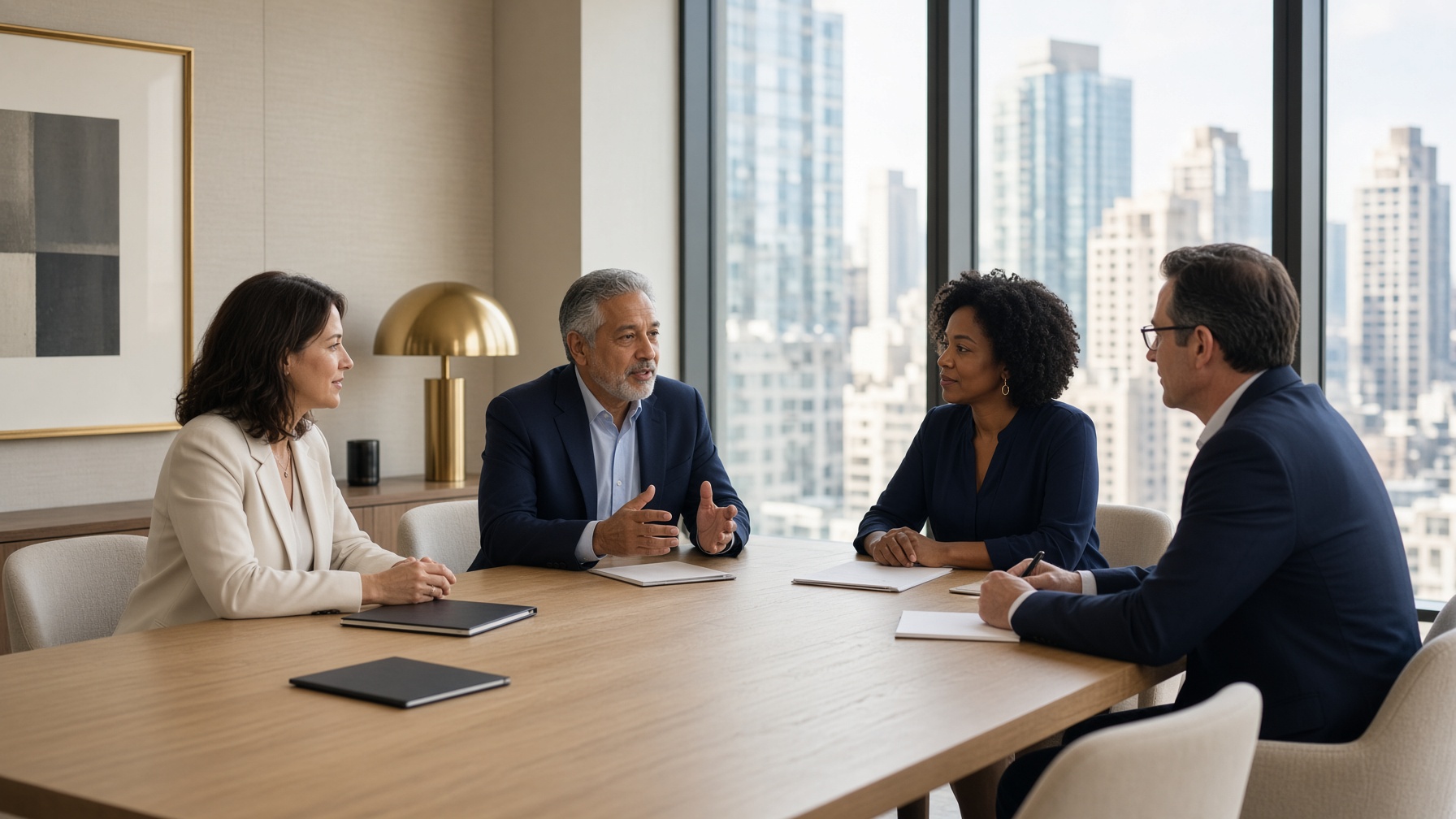 A team meeting around a conference table